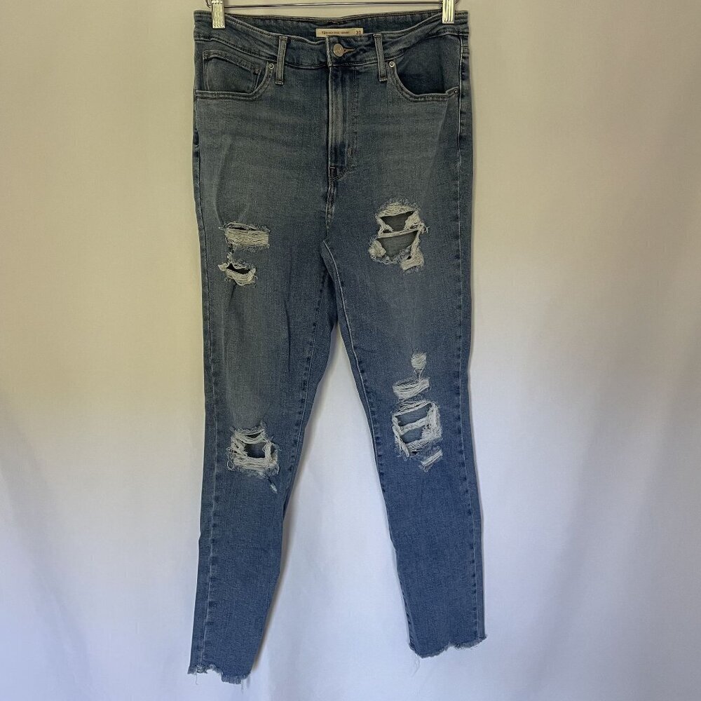Levis 721 High Rise Skinny Jeans Distressed Denim Size 30‎ comfortable casual